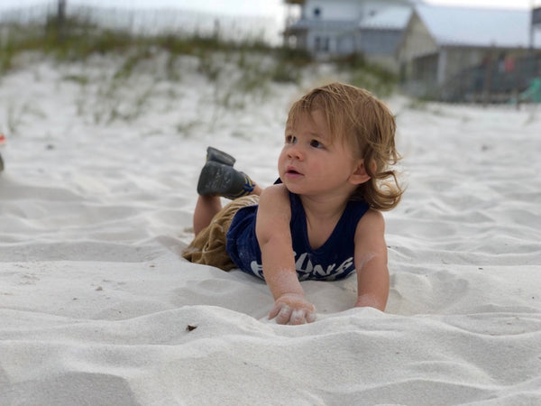 Toddler Jack on the beach.