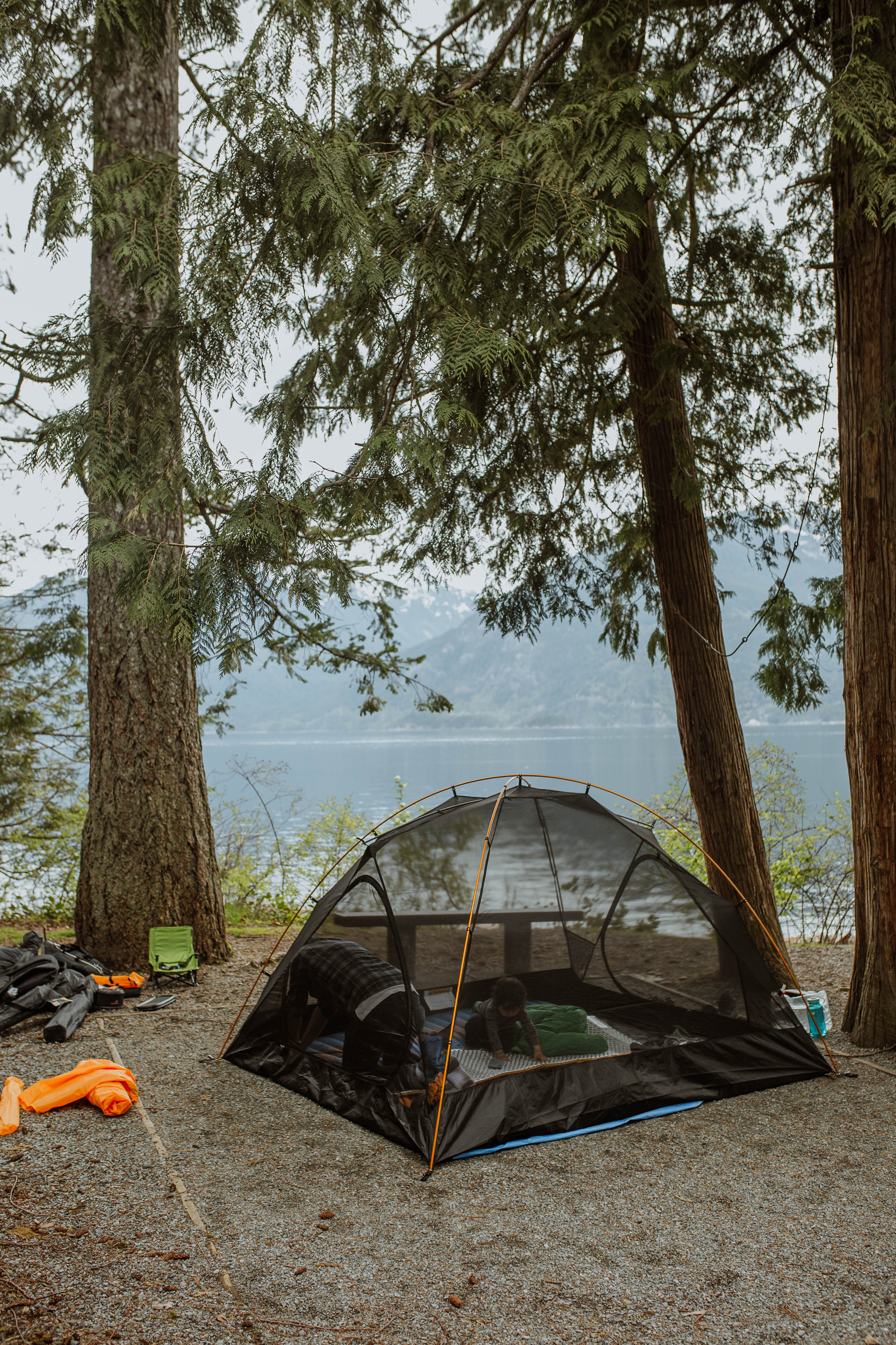 Camping in a tent together